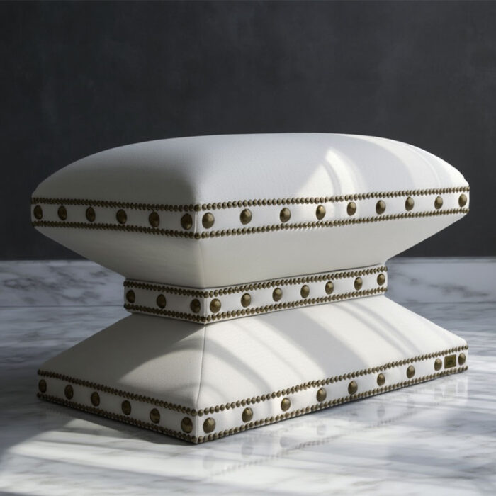 Embroidered leather luxury bench - Image 3